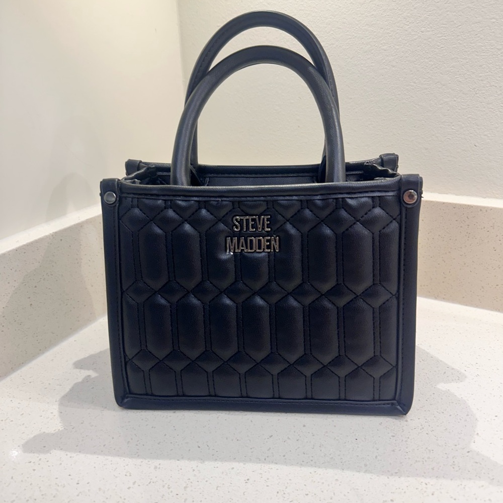 Steve Madden Black Quilted Satchel